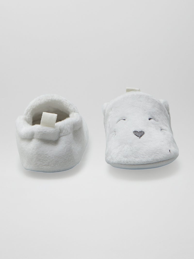 Chaussons en velours Blanc - Kiabi