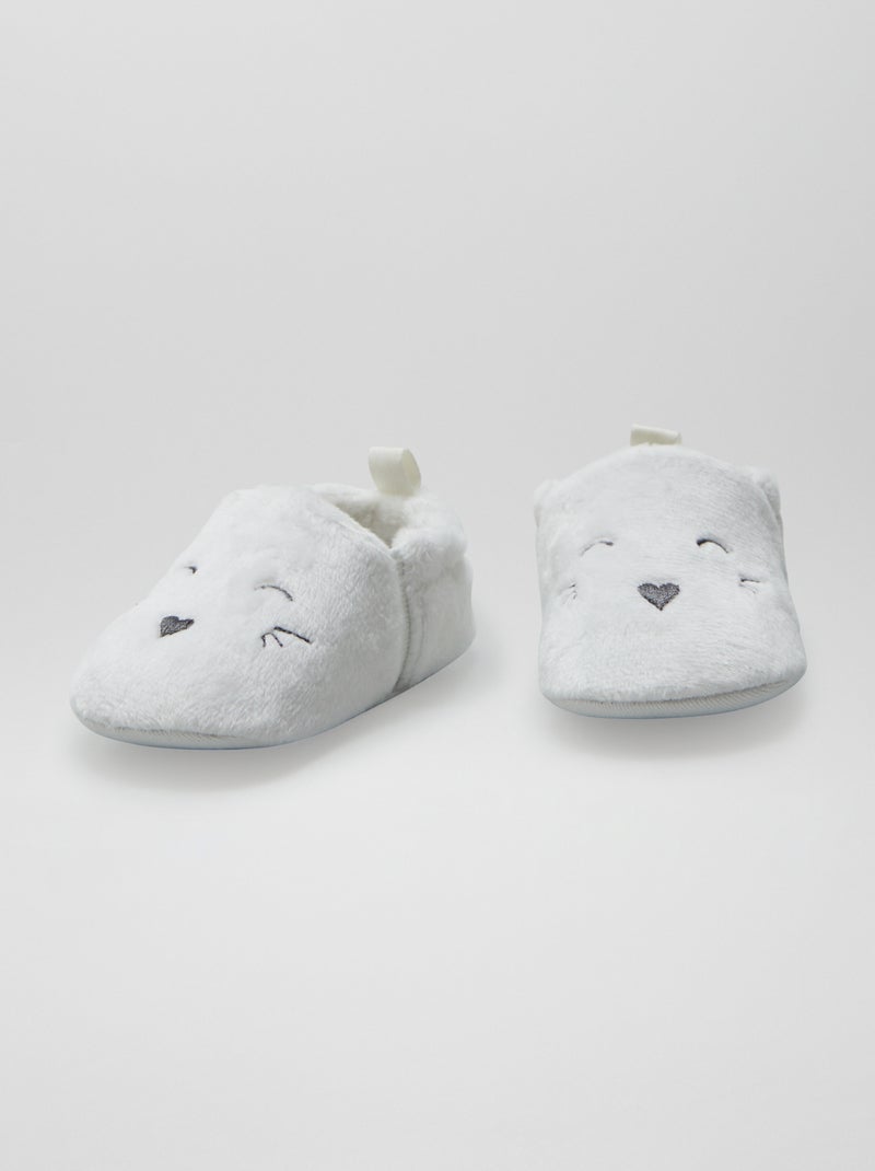 Chaussons en velours Blanc - Kiabi