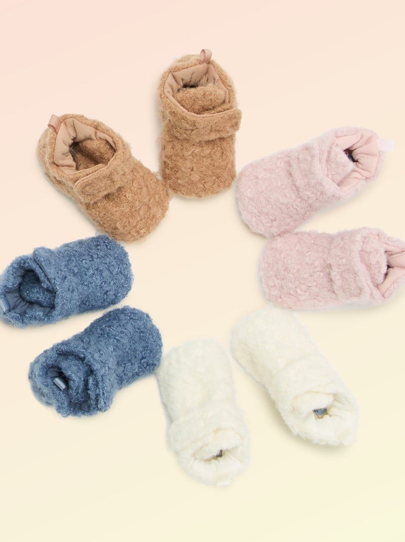 Chaussons montants effet moutonné - 'Kitchoun' Beige - Kiabi