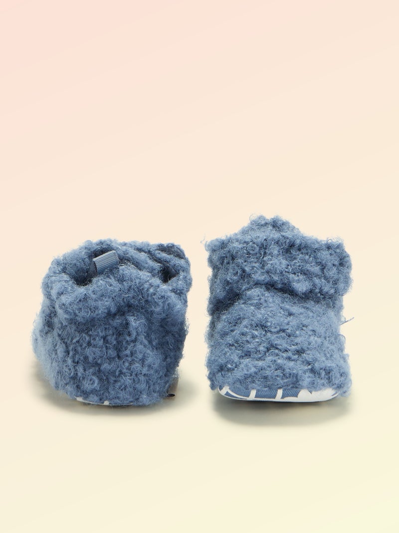 Chaussons montants effet moutonné - 'Kitchoun' Bleu - Kiabi