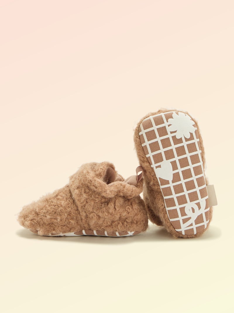 Chaussons montants effet moutonné - 'Kitchoun' Marron - Kiabi