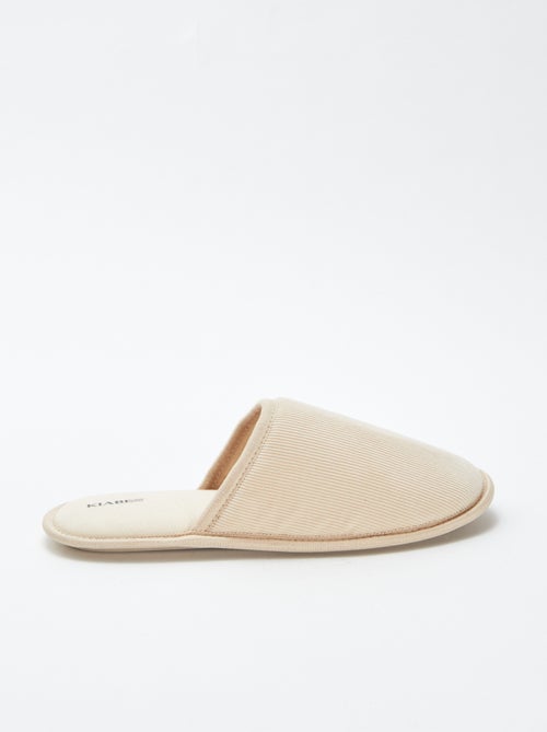 Chaussons mules en velours - Kiabi