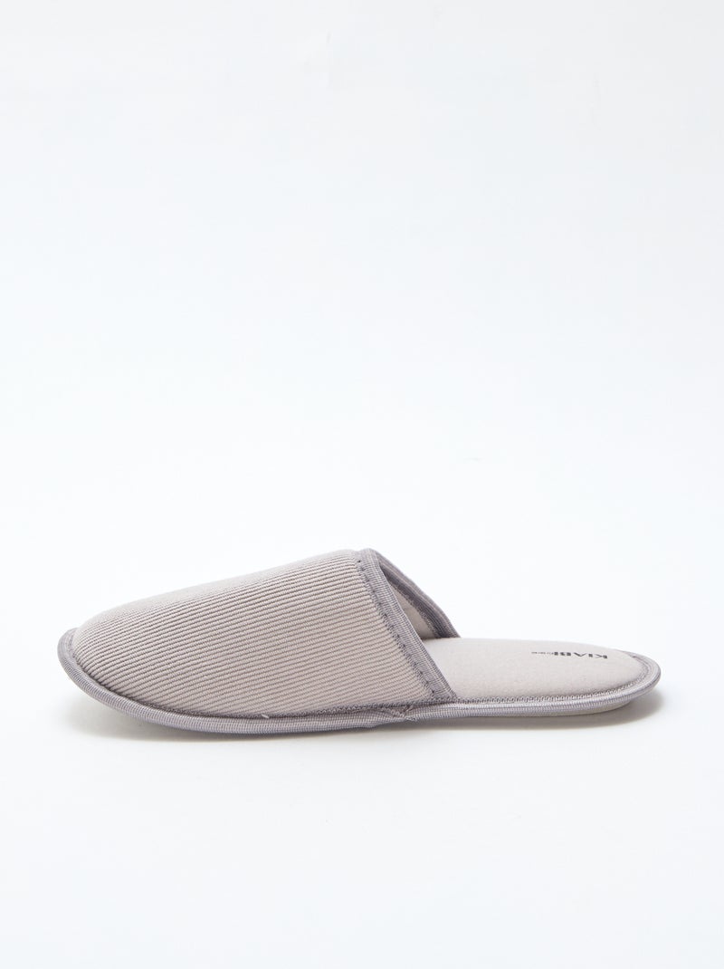 Chaussons mules en velours Gris - Kiabi