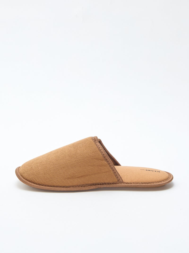 Chaussons mules en velours Marron - Kiabi