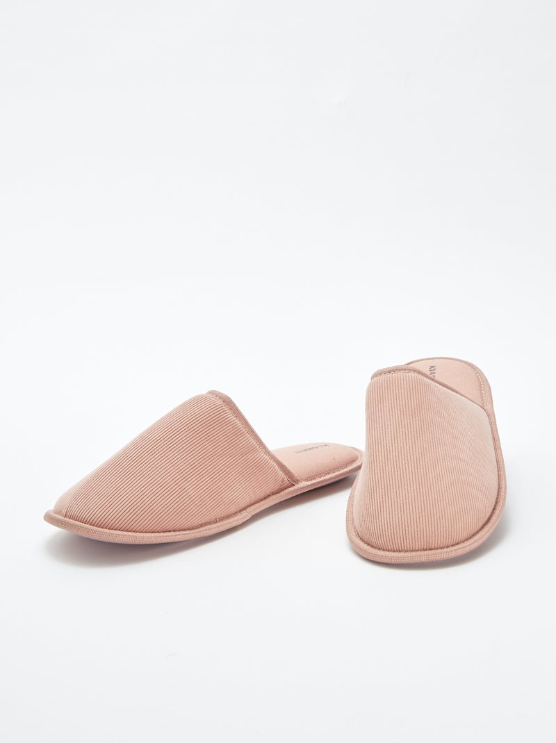 Chaussons mules en velours Rose - Kiabi