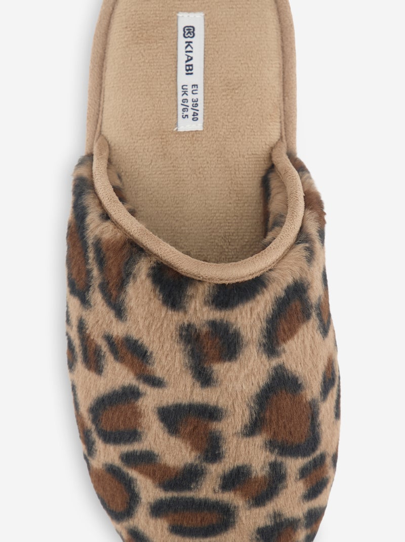 Chaussons mules fourrés Marron - Kiabi
