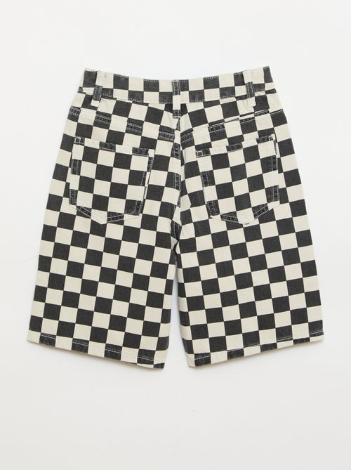 Checked denim Bermuda shorts - Kiabi
