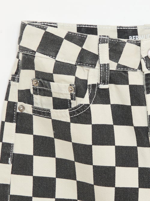 Checked denim Bermuda shorts - Kiabi
