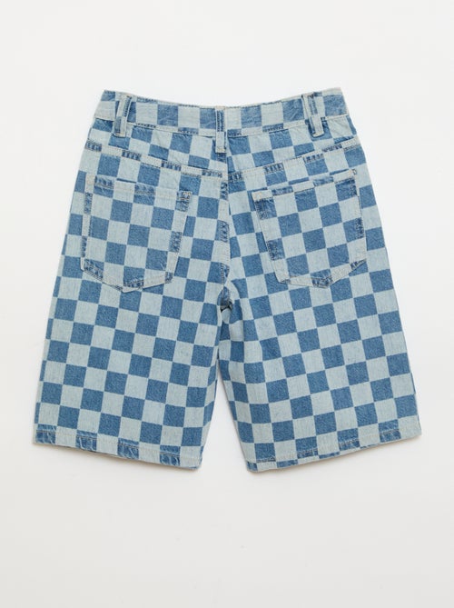 Checked denim Bermuda shorts - Kiabi
