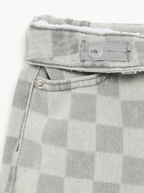 Checked Denim Bermuda Shorts - Kiabi