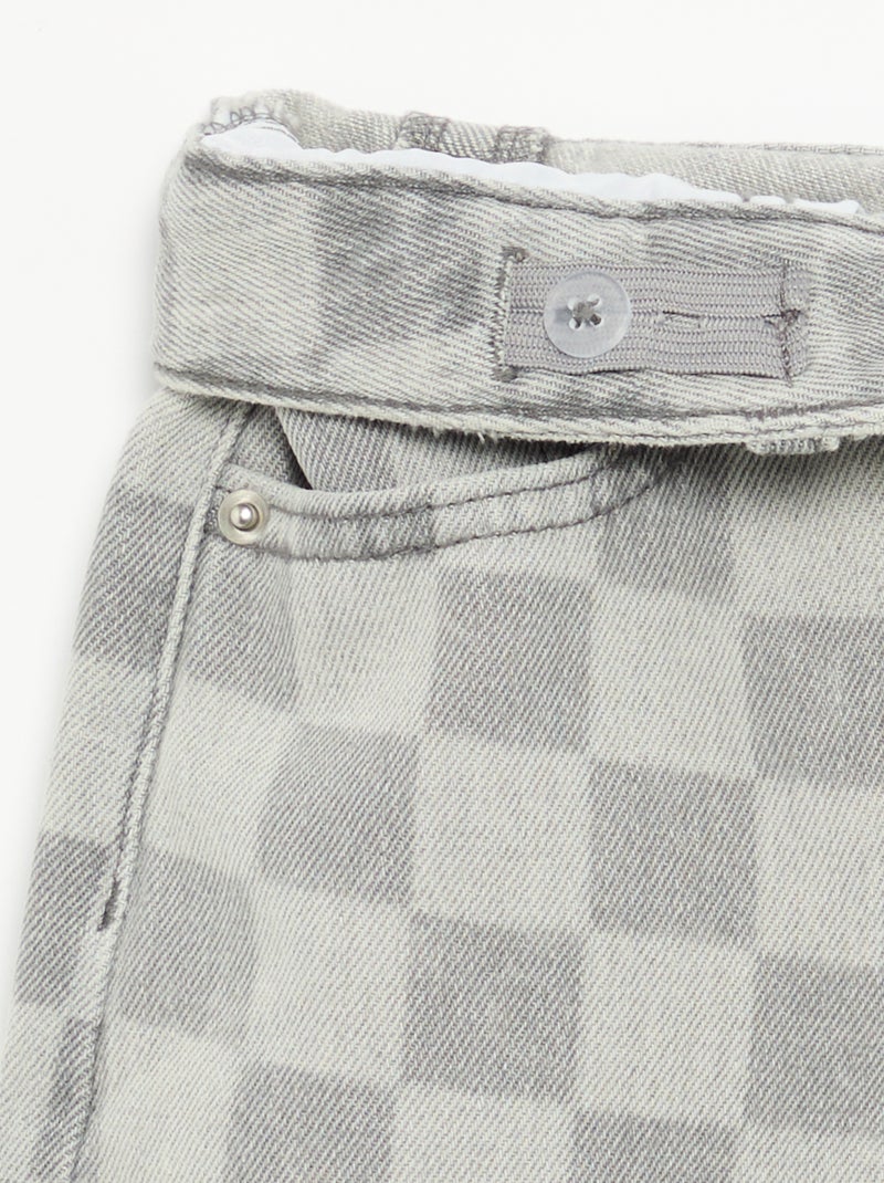 Checked Denim Bermuda Shorts Grey - Kiabi