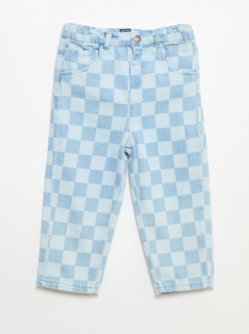 Checked Denim Flare Pants - Kiabi