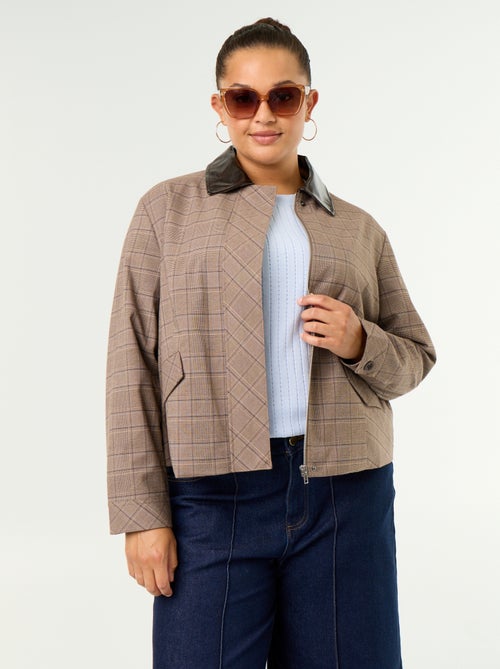 Checked jacket with vinyl collar - Kiabi