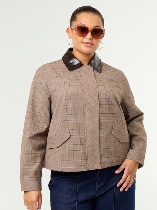 Checked jacket with vinyl collar - Kiabi