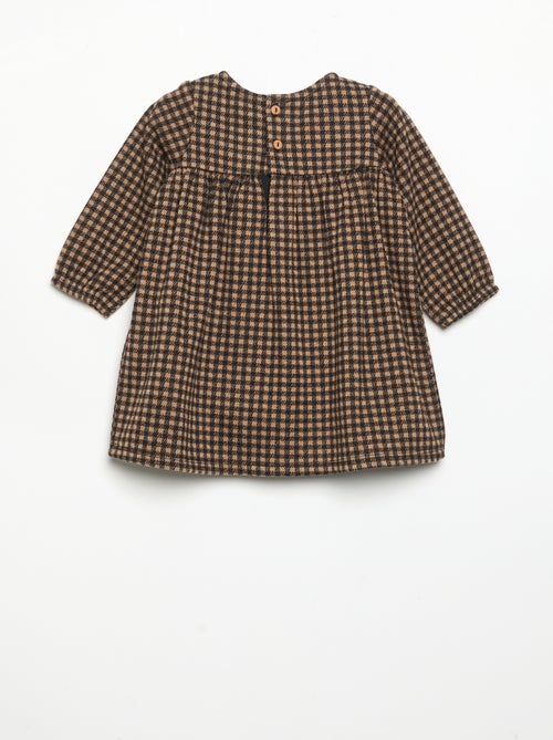 Checked long-sleeved dress - Kiabi