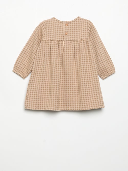 Checked long-sleeved dress - Kiabi