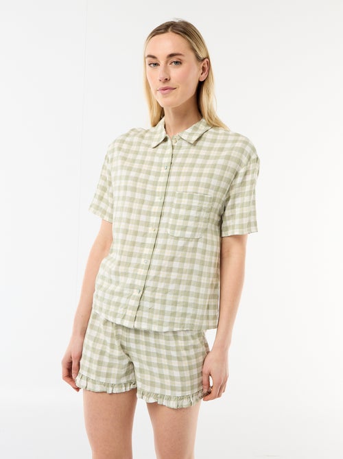 Checked Pajama Set: Top + Shorts - Kiabi