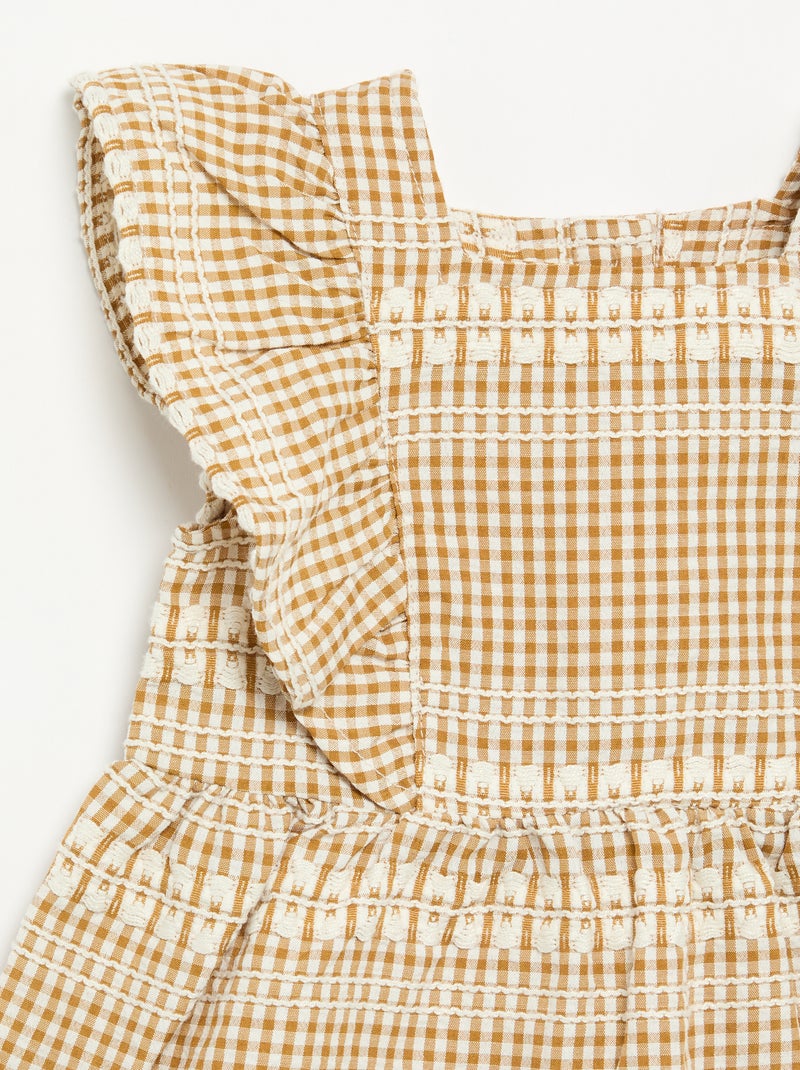 Checked Ruffle Dress Brown - Kiabi