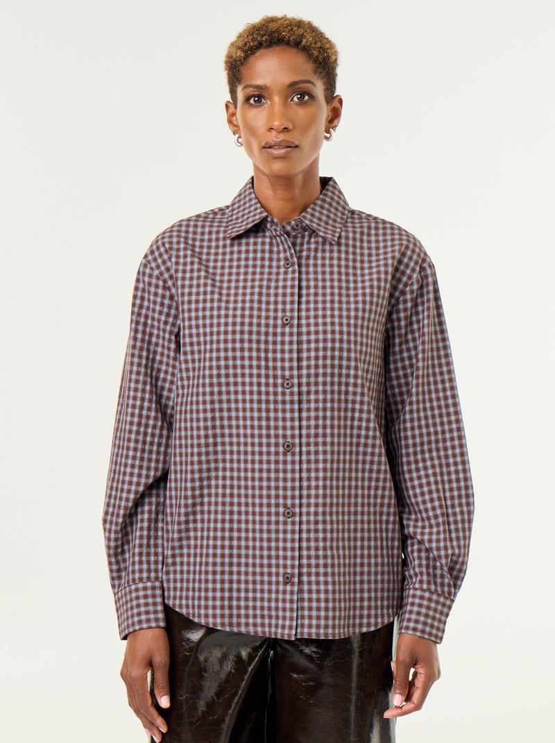 Checked shirt with scarf Blue - Kiabi