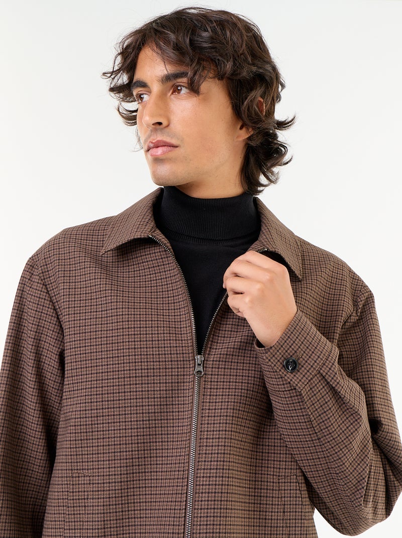Checked zip-up jacket Grey - Kiabi