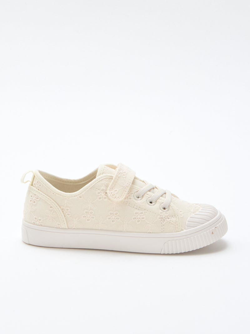 Checkerboard Print Canvas Sneakers Beige - Kiabi