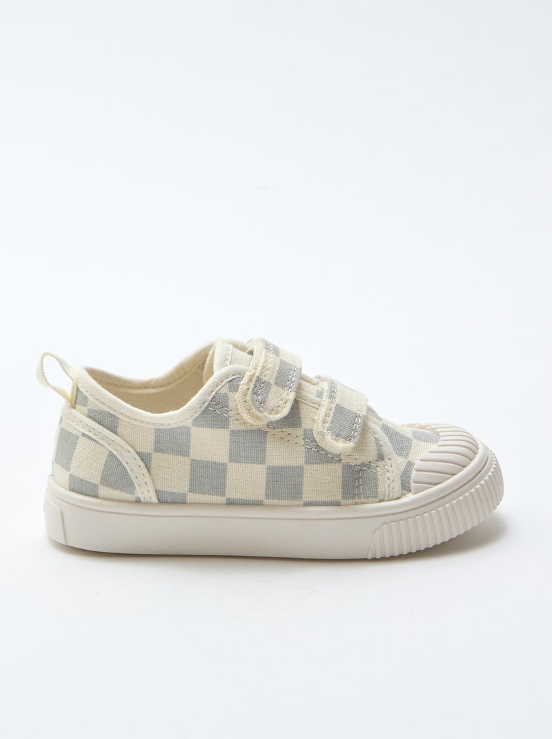 Checkerboard Print Canvas Sneakers Blue - Kiabi