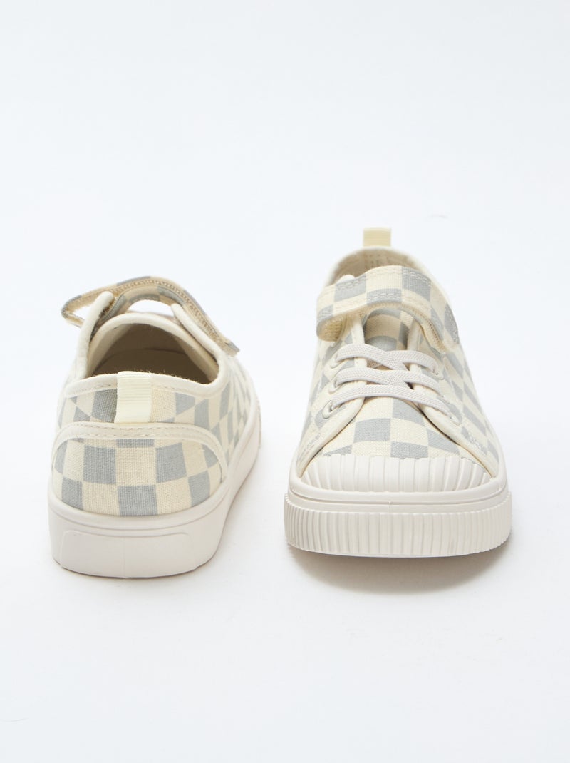 Checkerboard Print Canvas Sneakers Blue - Kiabi