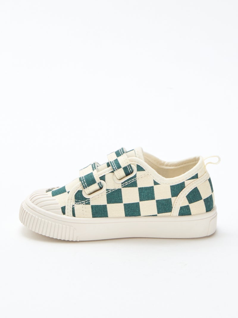 Checkerboard Print Canvas Sneakers Green - Kiabi