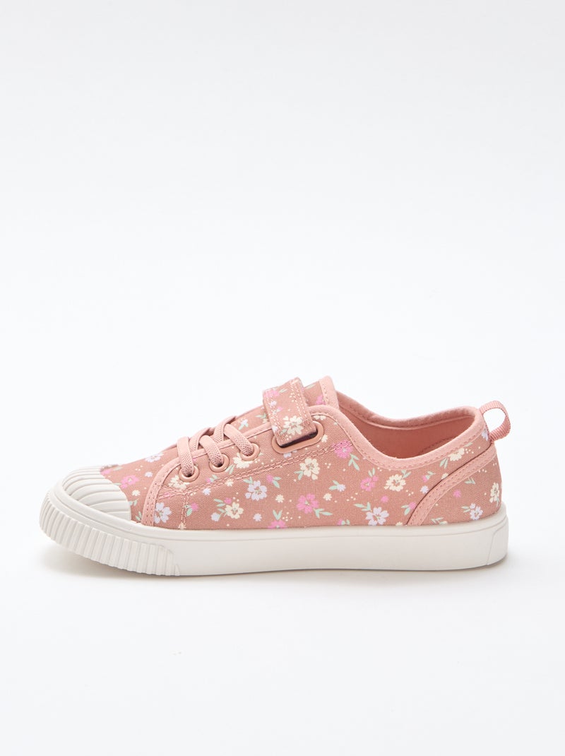 Checkerboard Print Canvas Sneakers Pink - Kiabi