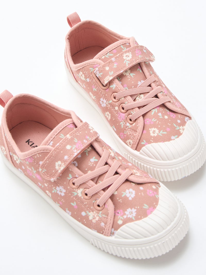 Checkerboard Print Canvas Sneakers Pink - Kiabi
