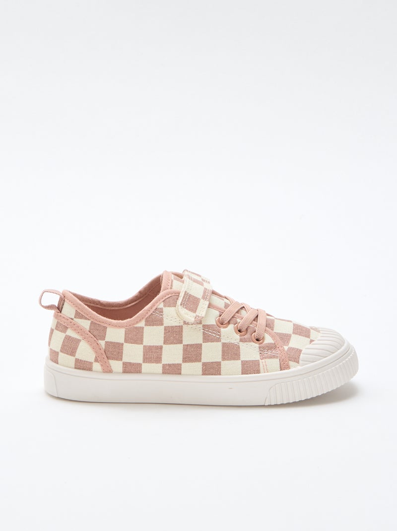 Checkerboard Print Canvas Sneakers Pink - Kiabi