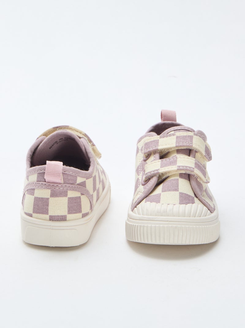 Checkerboard Print Canvas Sneakers Purple - Kiabi