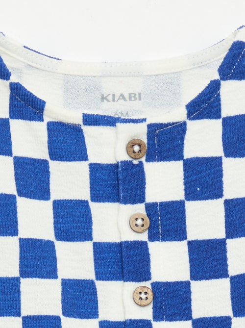 Checkered Baby Terry Romper - Kiabi