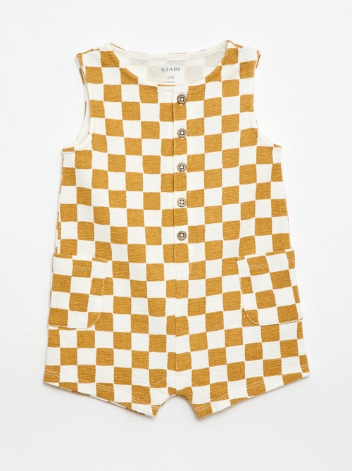 Checkered Baby Terry Romper - Kiabi