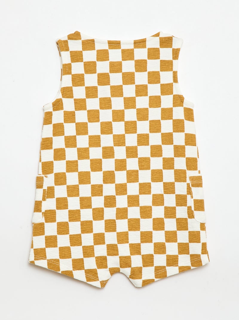 Checkered Baby Terry Romper Yellow - Kiabi