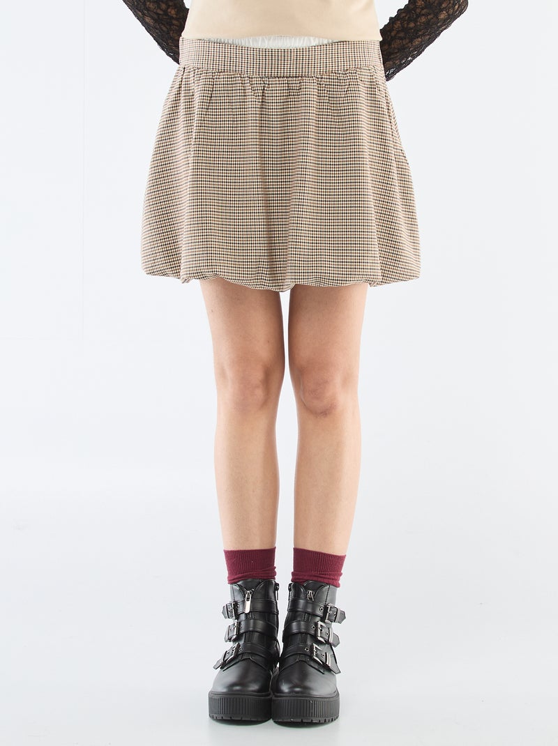 Checkered Bubble Skirt Beige - Kiabi