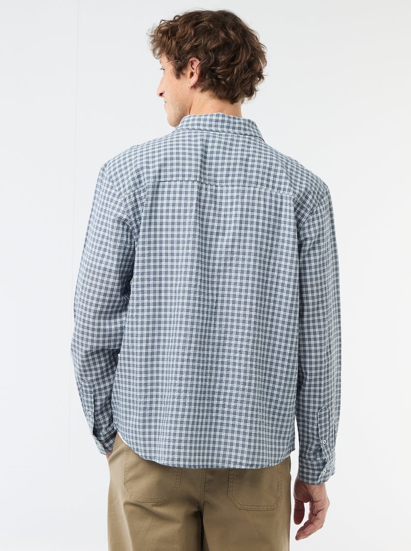 Chemise à carreaux Bleu - Kiabi