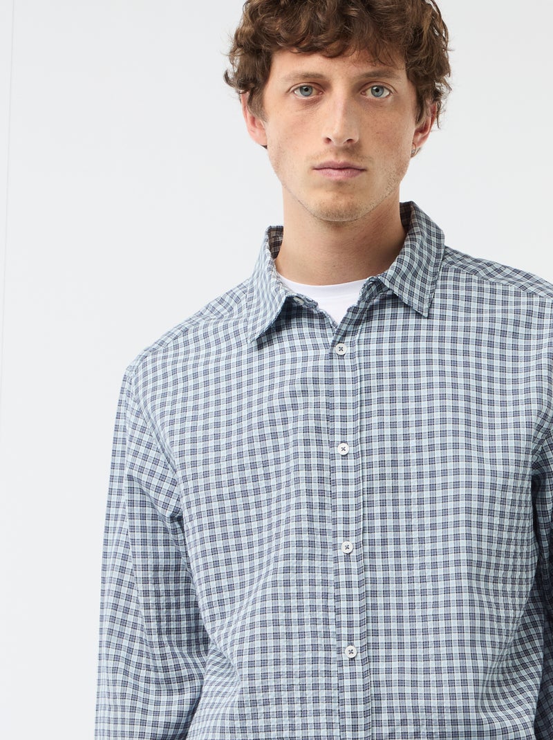 Chemise à carreaux Bleu - Kiabi