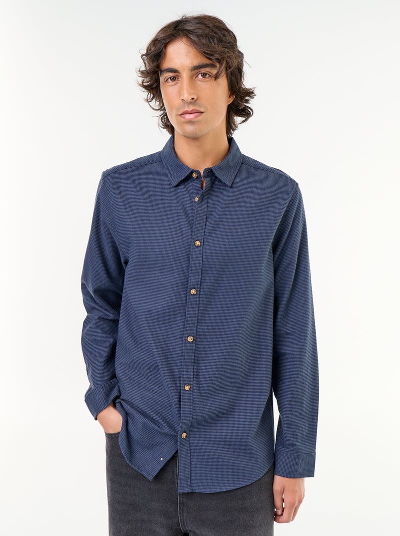 Chemise à carreaux Bleu - Kiabi
