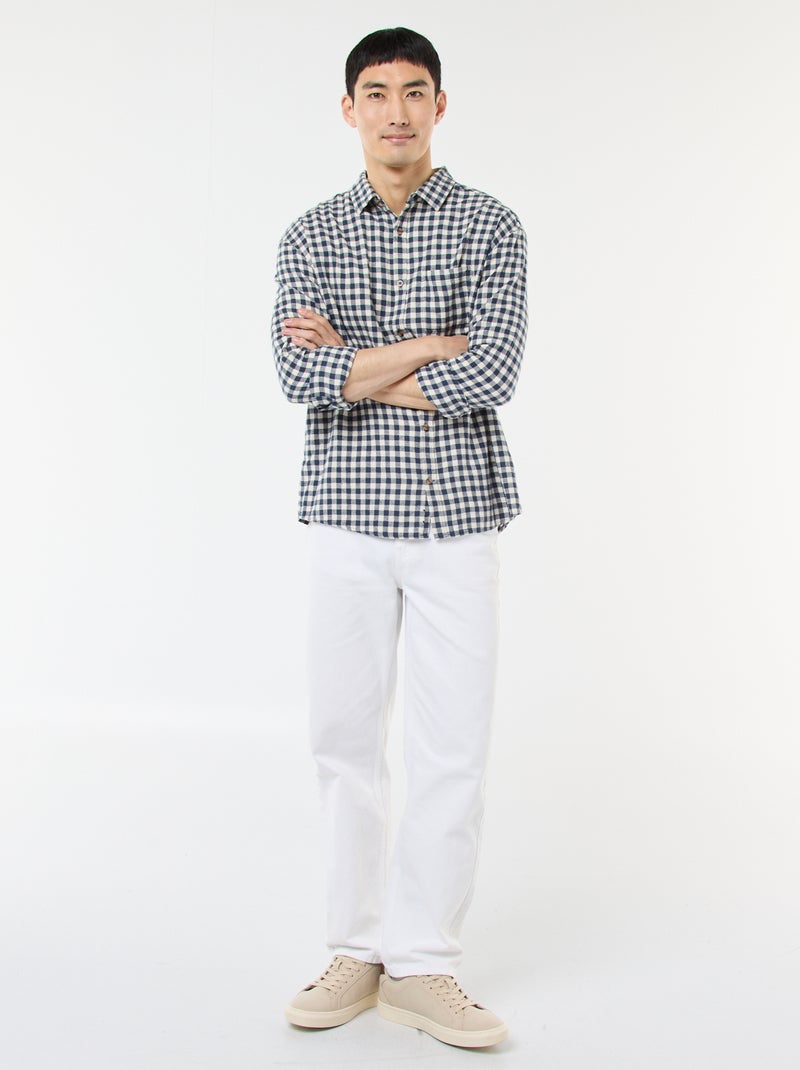 Chemise à carreaux en flanelle de coton Bleu - Kiabi