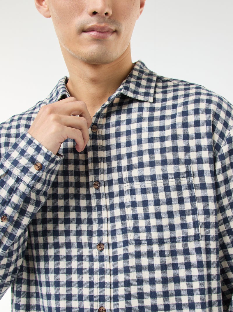 Chemise à carreaux en flanelle de coton Bleu - Kiabi