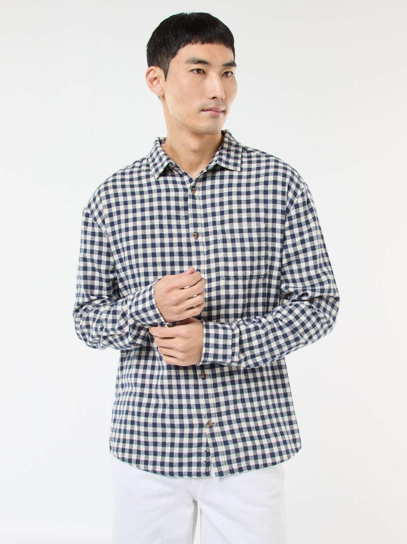 Chemise à carreaux en flanelle de coton Bleu - Kiabi