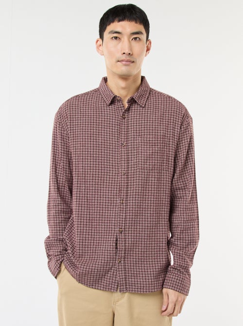 Chemise à carreaux en flanelle de coton - Kiabi