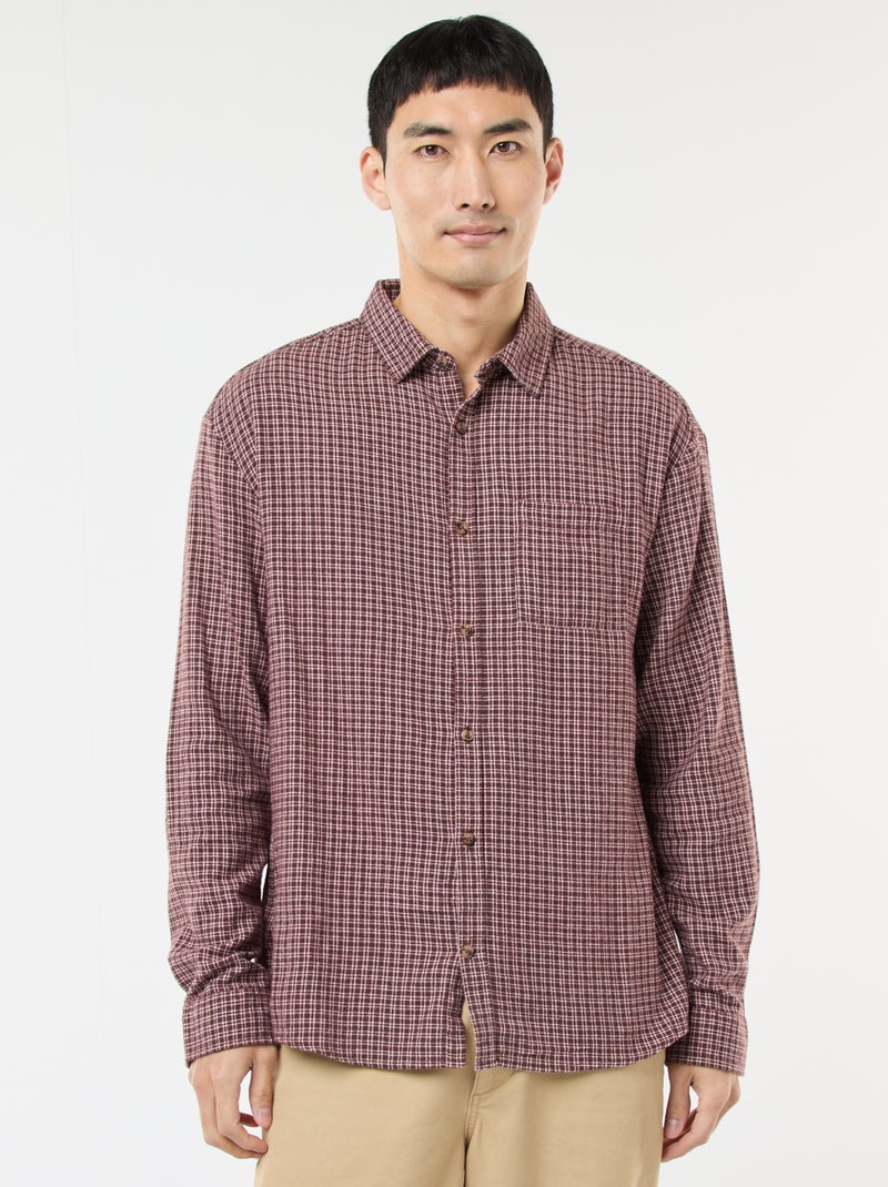 Chemise à carreaux en flanelle de coton Rouge - Kiabi
