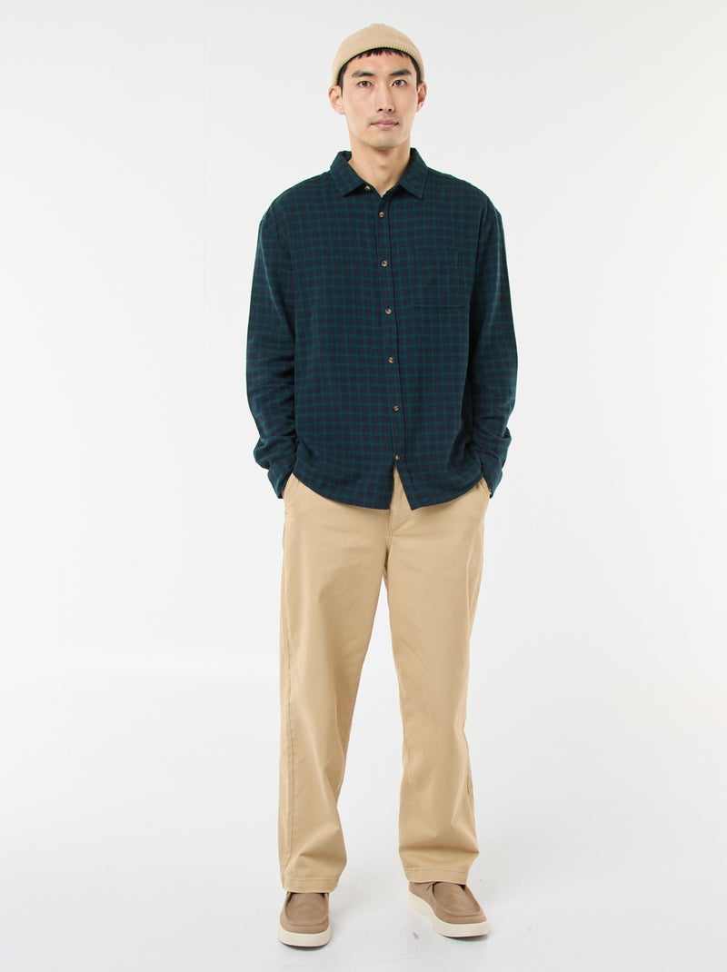 Chemise à carreaux en flanelle de coton Vert - Kiabi