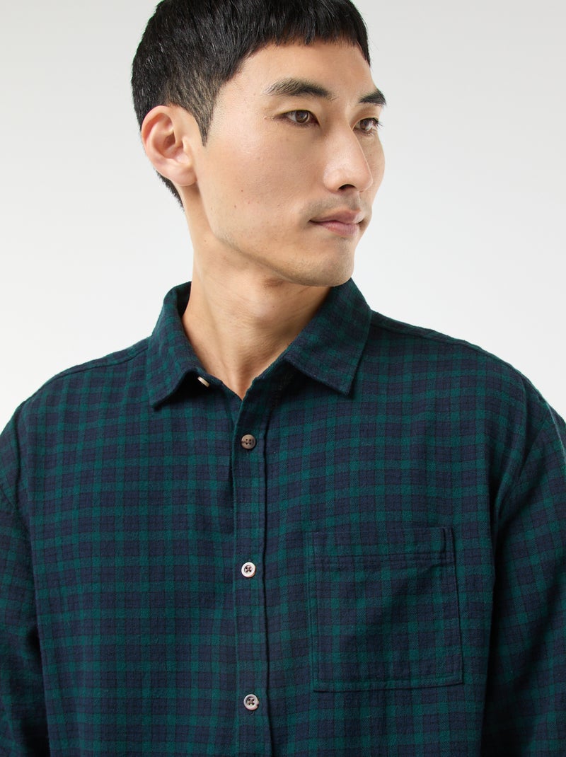 Chemise à carreaux en flanelle de coton Vert - Kiabi