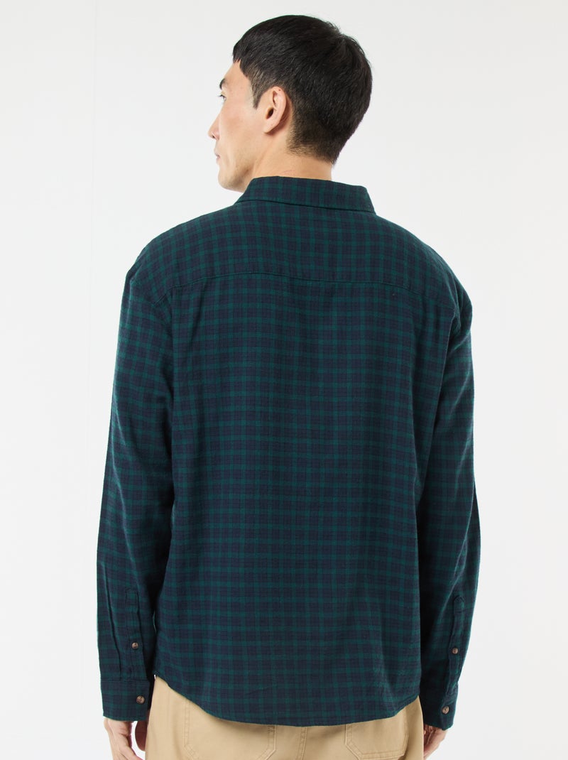 Chemise à carreaux en flanelle de coton Vert - Kiabi