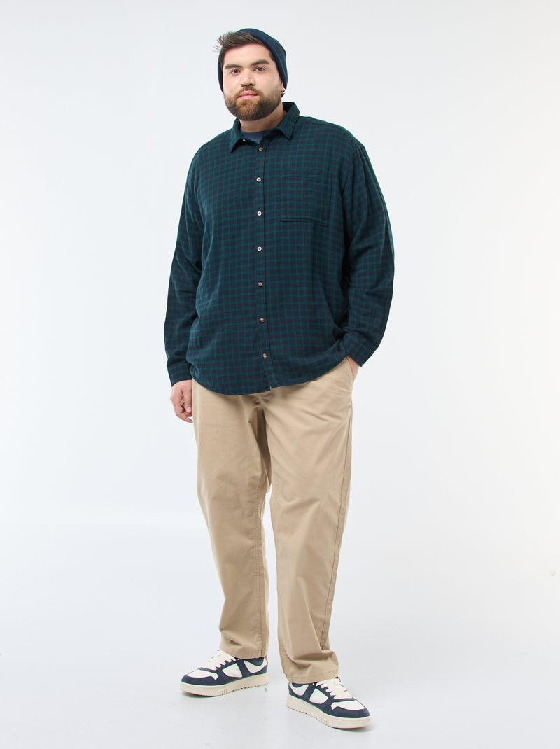 Chemise à carreaux en flanelle de coton Vert - Kiabi