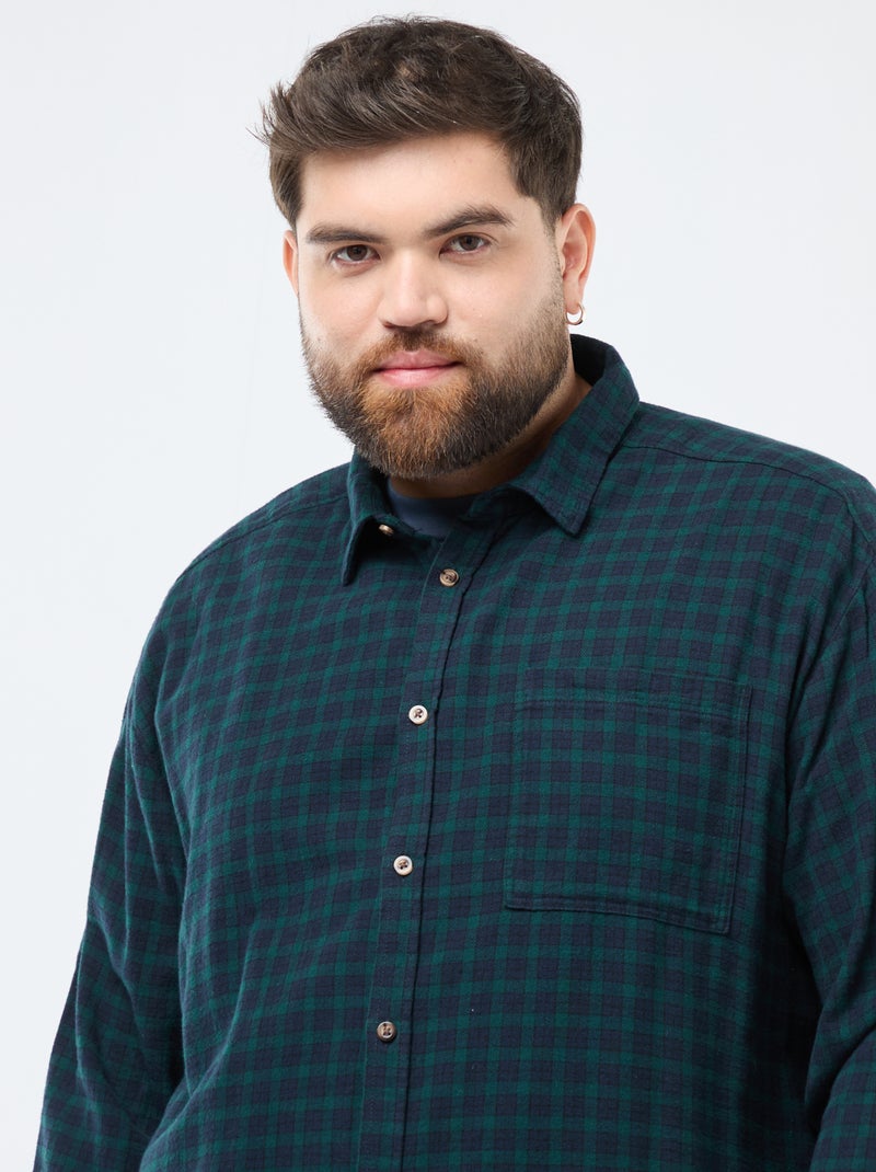 Chemise à carreaux en flanelle de coton Vert - Kiabi