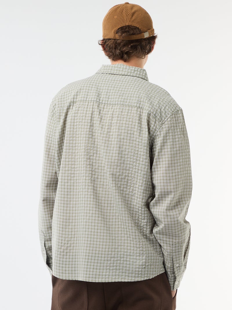 Chemise à carreaux Kaki - Kiabi